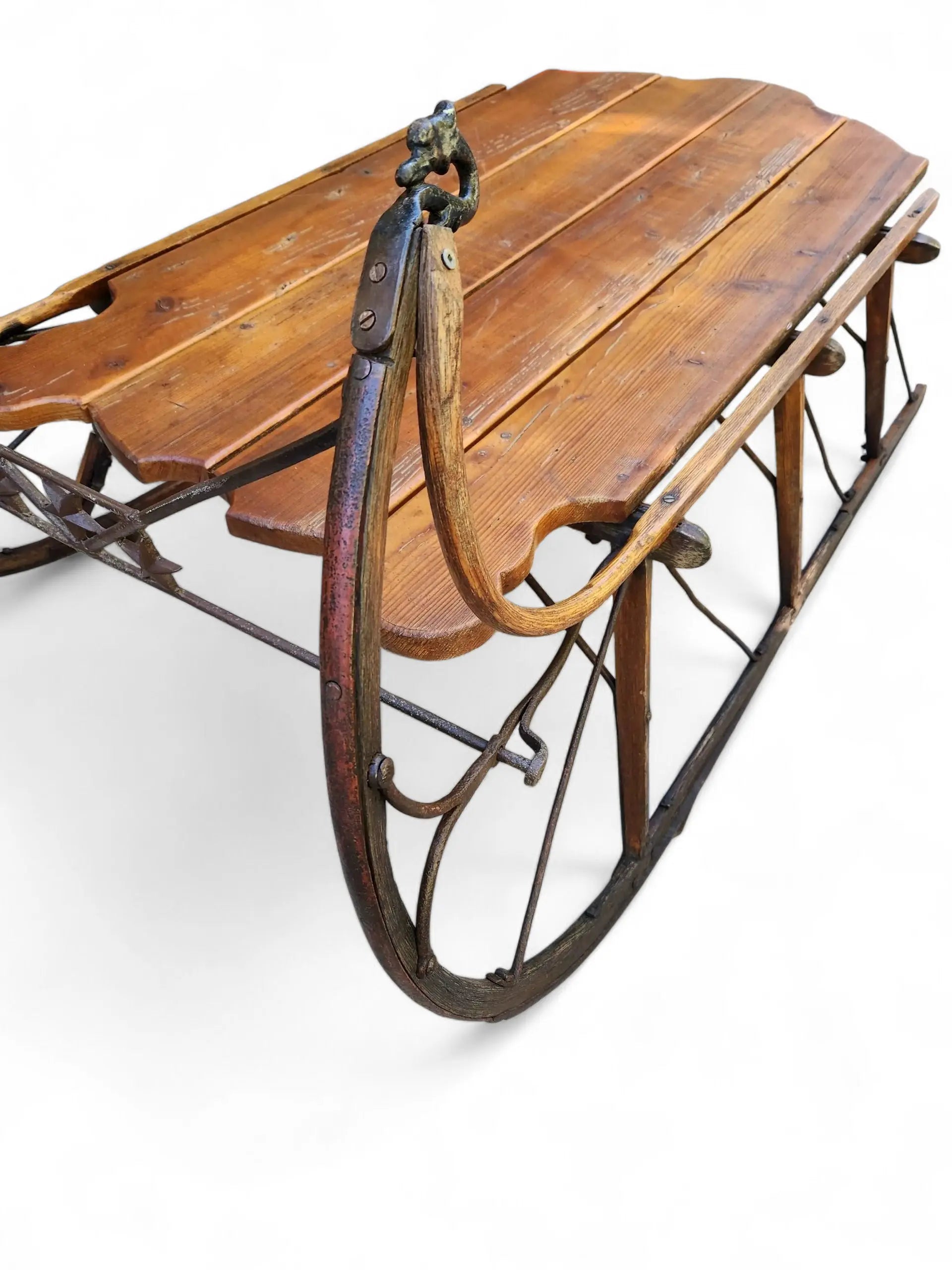 Antique Pine Sleigh with Swan Head Detail - Home Crush, image size:1920x2560