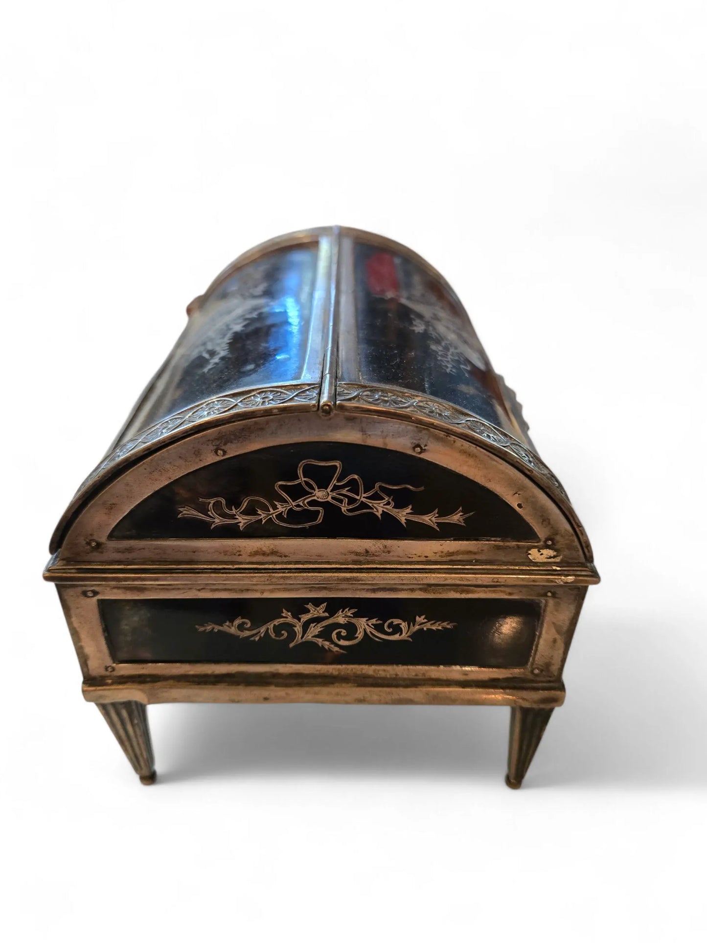 19th C. English tortoise and silver inlay jewelry case Home Crush