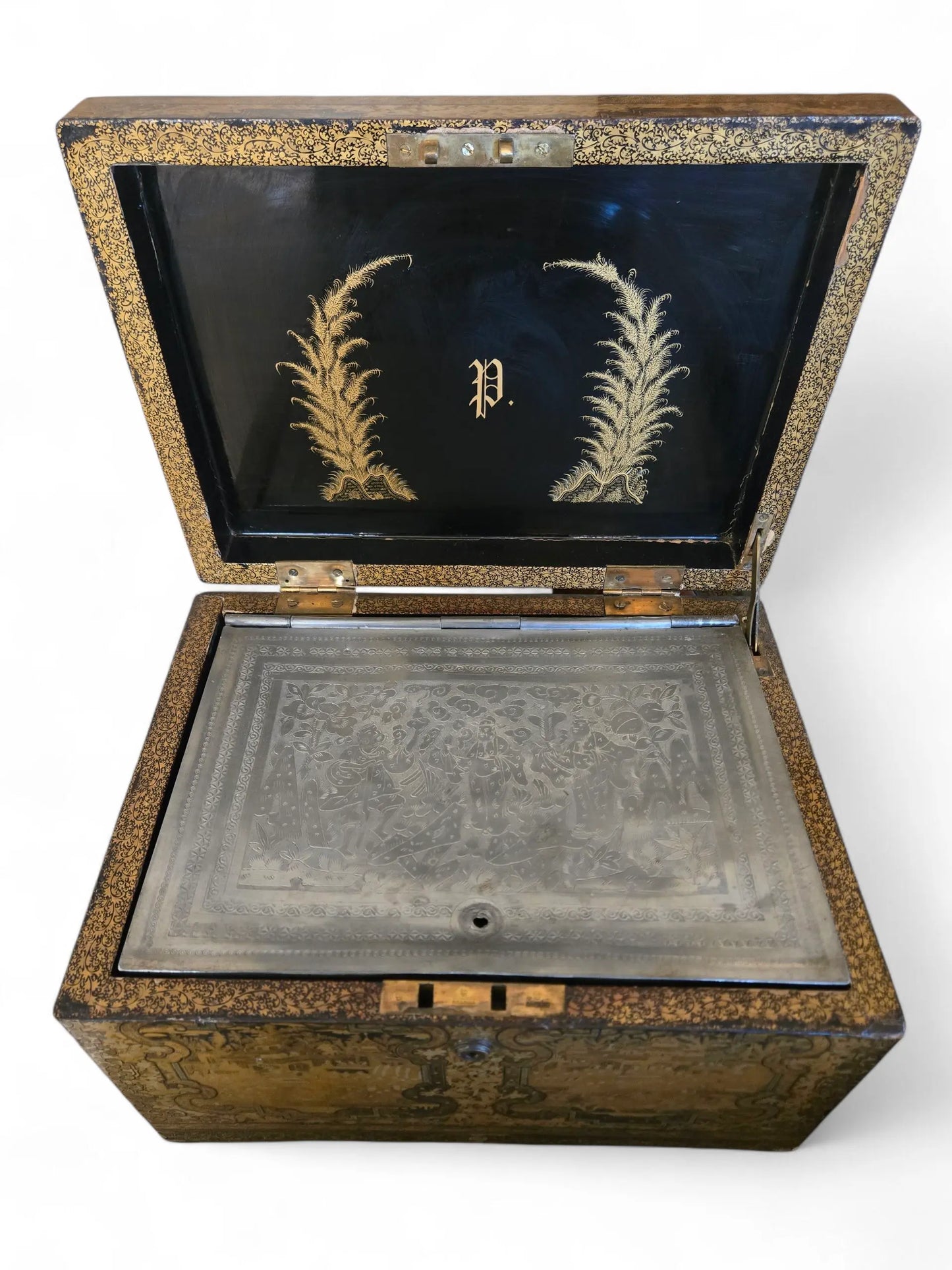 Antique Large Lacquered Gilt Tea Chest Home Crush