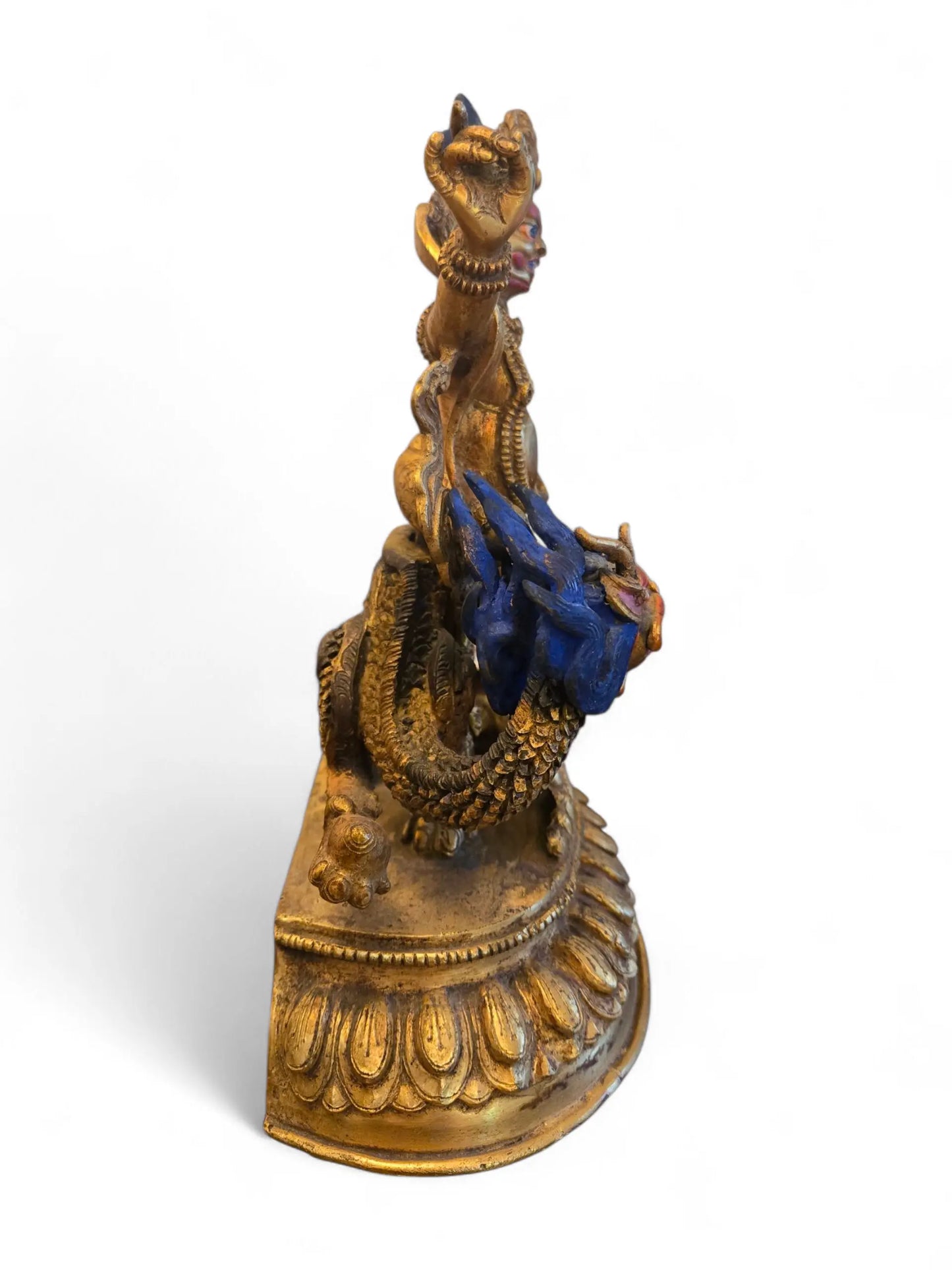 Antique Gilt Bronze Tibetan Hayagriva on Dragon Home Crush