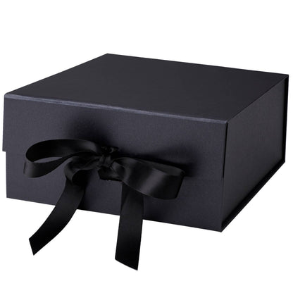 8x8x4 inch Magnetic Closure Box with Satin Ribbon: Navy