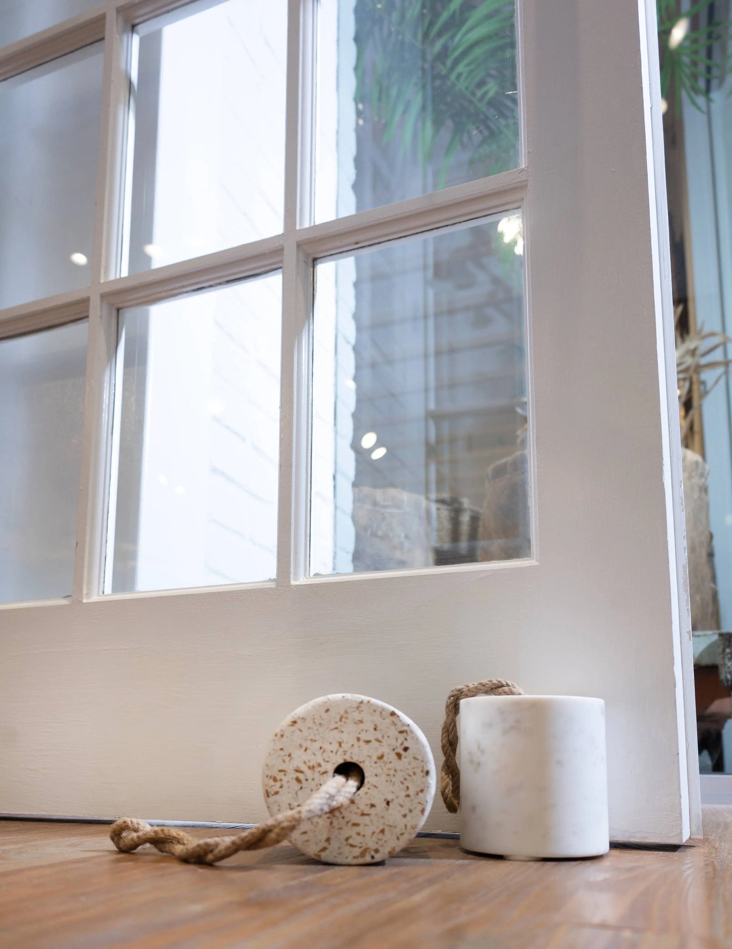 White Marble Door Stopper w/ Jute: MARBLE / White BIDKhome