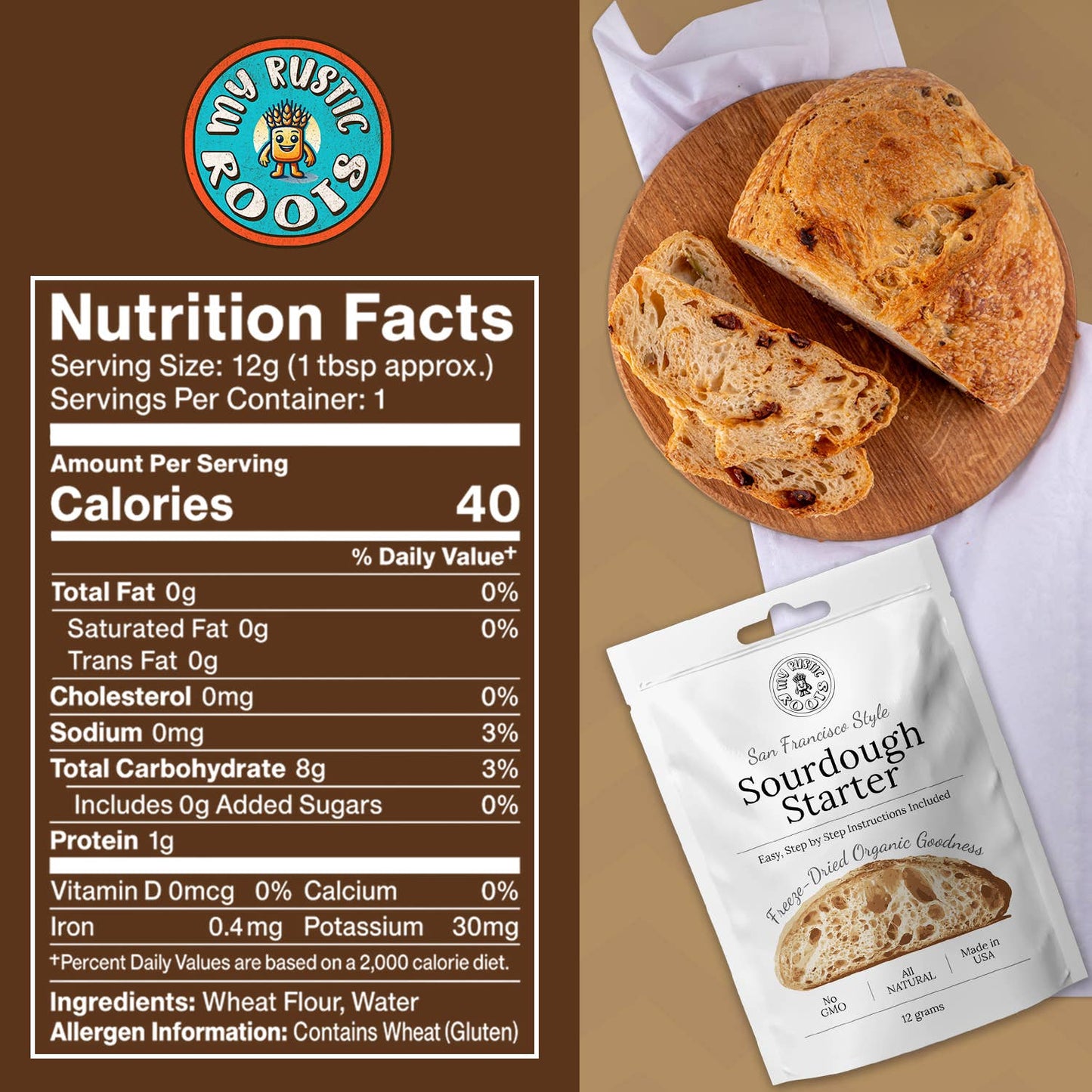 Organic Non-GMO, Freeze Dried, Sourdough Starter My Rustic Roots