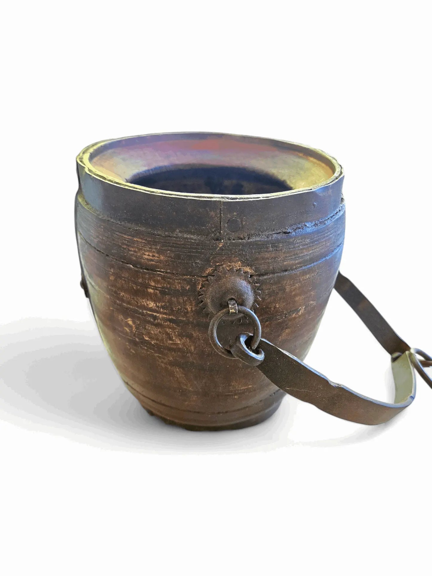 Vintagewood and iron Indian milk Jug Home Crush