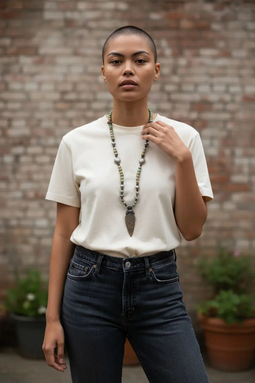 Artisan Silver and Jasper Arrowhead Necklace Home Crush