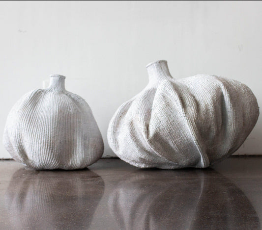 Hand-Painted Garlic Medium White Gourd Basket