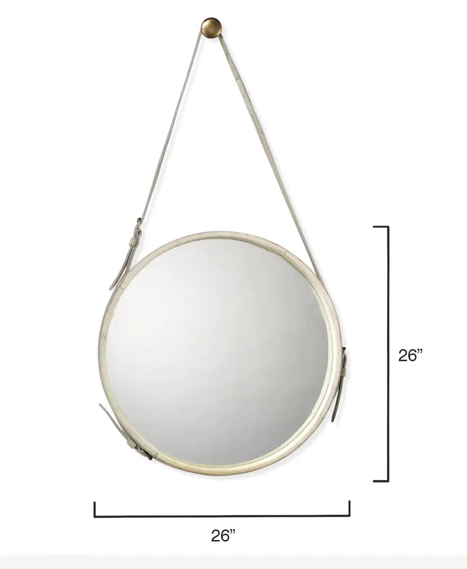 Leather Strapped Round Mirror Home Crush