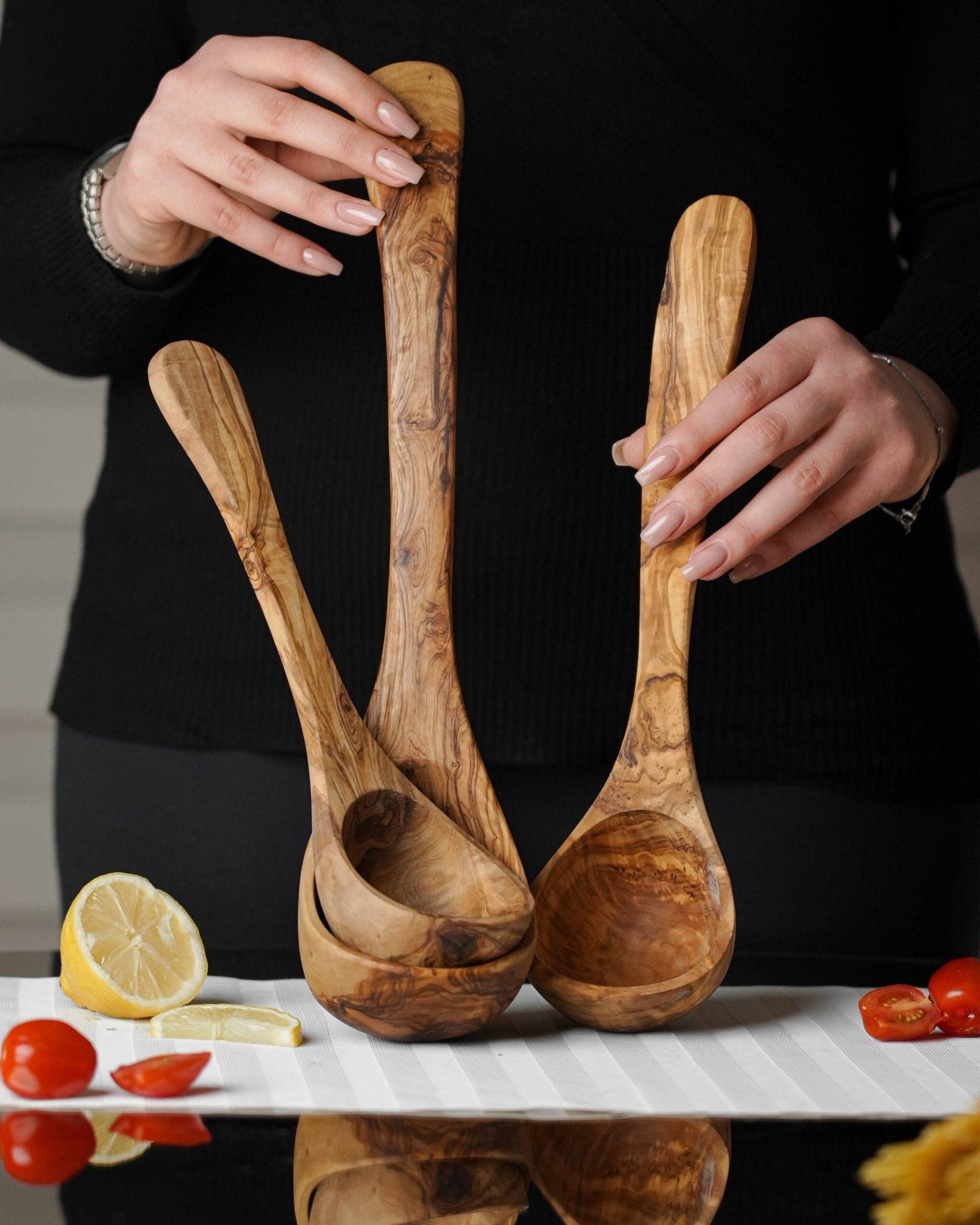 Handcrafted Olive Wood Ladle Dallas olive oil company
