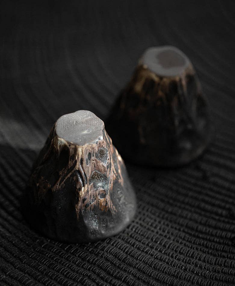 Gohobi Handmade Black Wabi-sabi Tea Cup Gohobi （We cover U.S. import duties）