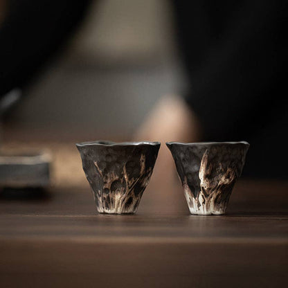 Gohobi Handmade Black Wabi-sabi Tea Cup Gohobi （We cover U.S. import duties）