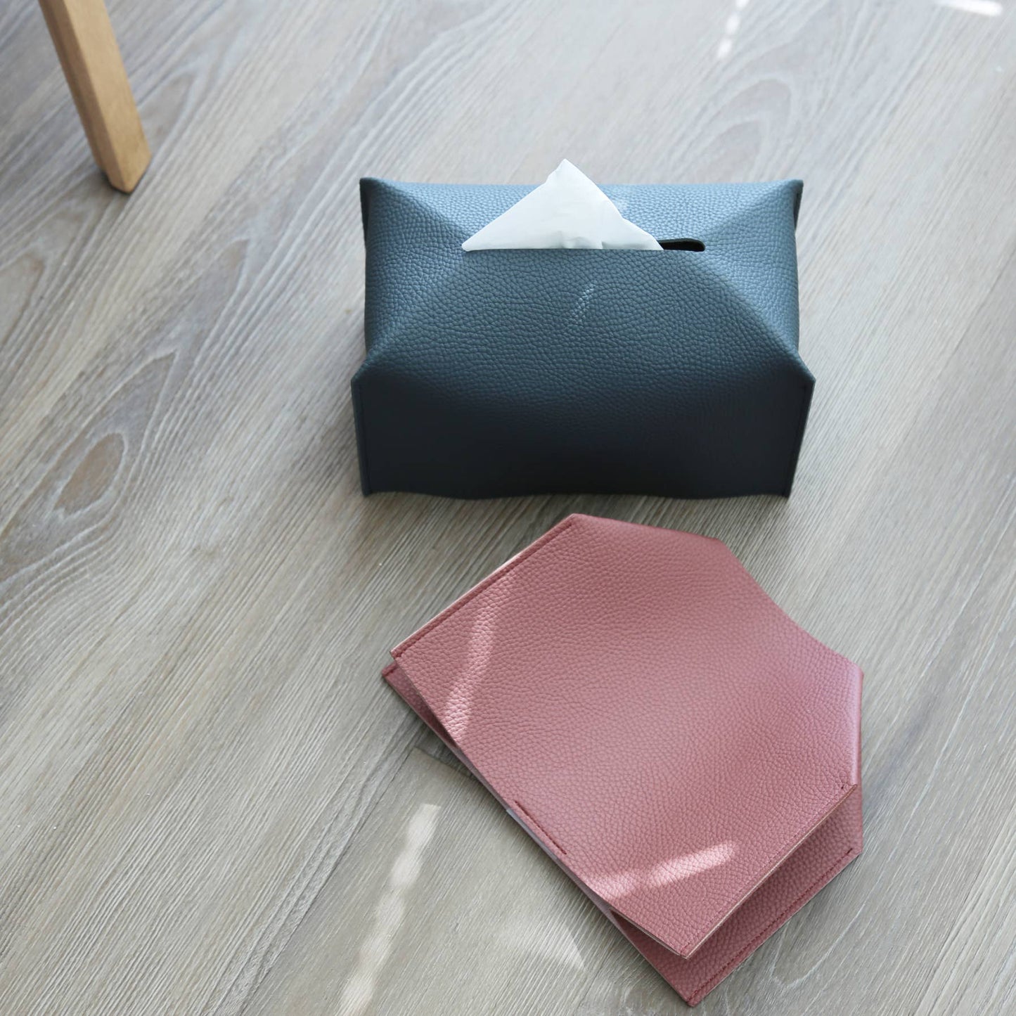 Vegan Leather Tissue Box Cover - Rectangle: White