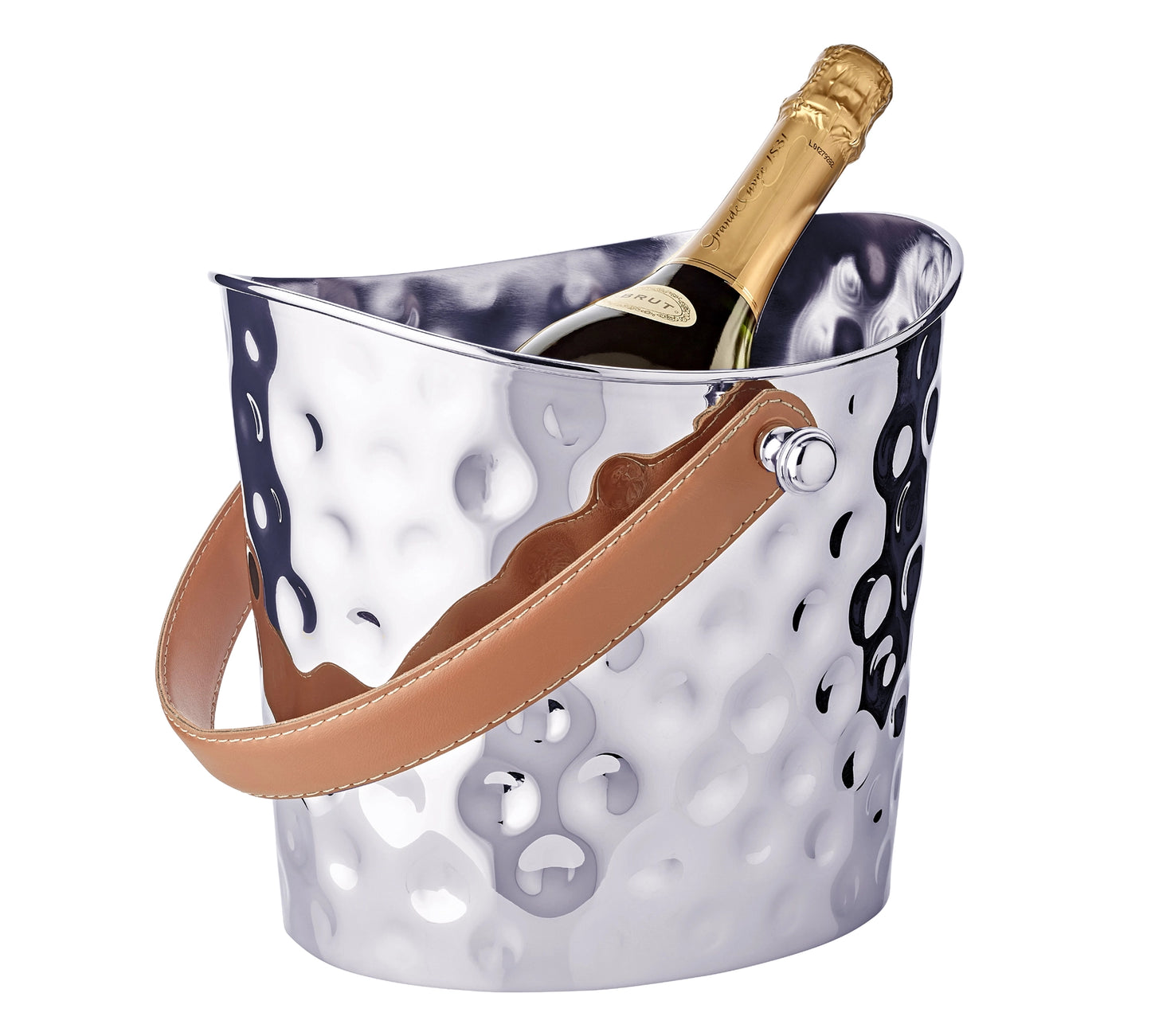 Ice bucket Gilbert wine cooler with brown leather handle large