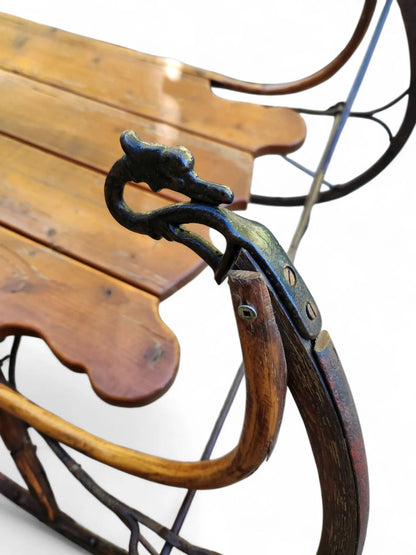 Antique pine sleigh with swan head Home Crush