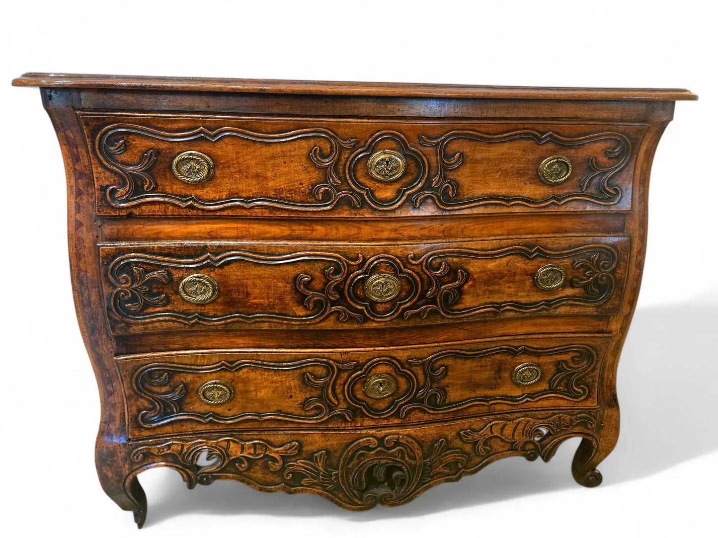 Antique French provincial 3 drawer chest in fruitwood 19th C. Home Crush