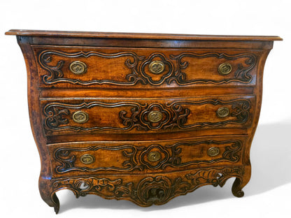 Antique French provincial 3 drawer chest in fruitwood 19th C. Home Crush