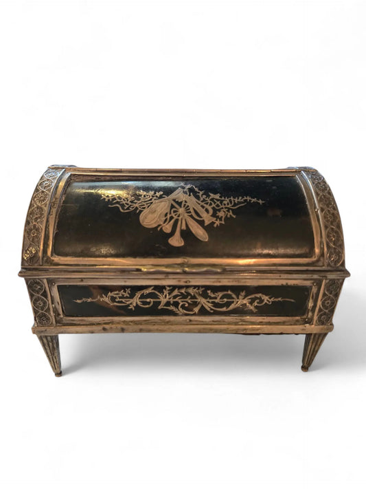 19th C. English tortoise and silver inlay jewelry case Home Crush