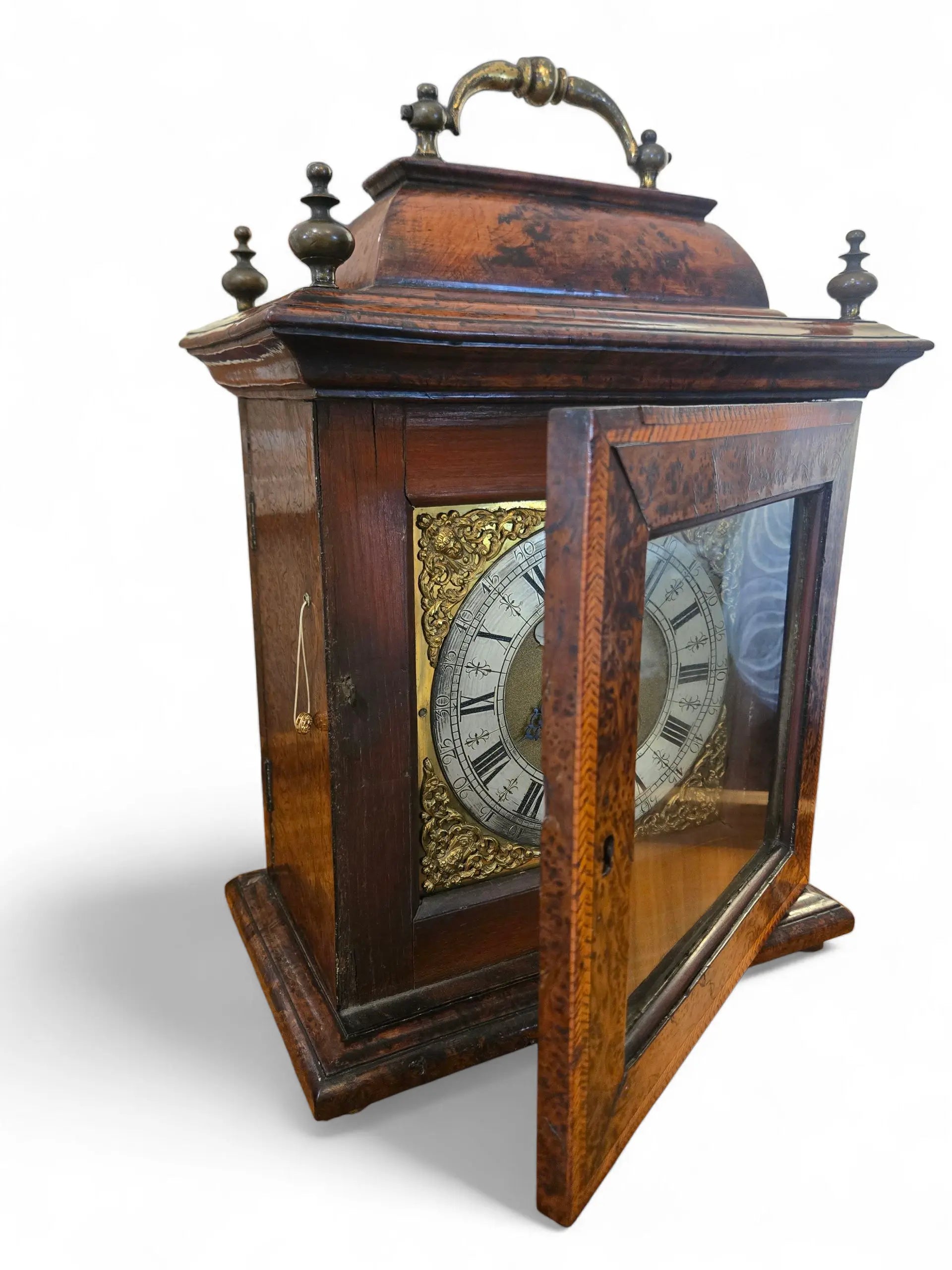 Mechanism clock Antique George II Burr Walnut Bracket Clock Home Crush