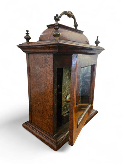 Mechanism clock Antique George II Burr Walnut Bracket Clock Home Crush