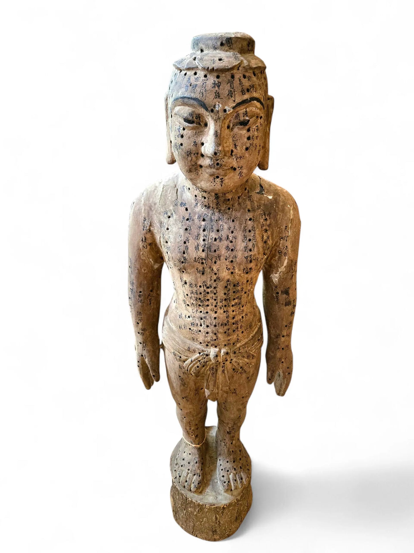 ANTIQUE CHINESE POLYCHROME WOOD TEACHING ACUPUNCTURE MODEL Home Crush