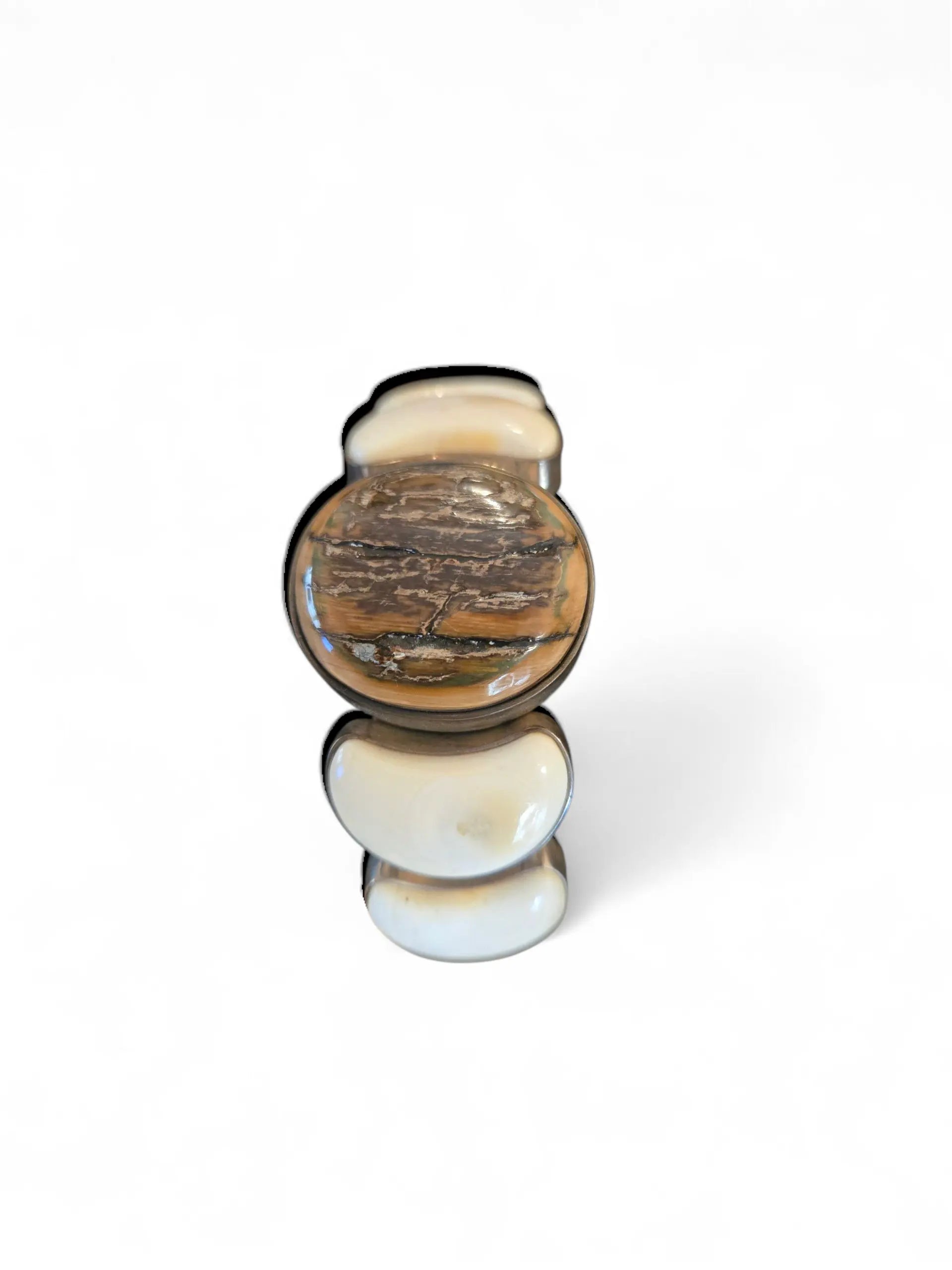 Mammoth Ivory and Petrified Wood Artisan Silver Bracelet Home Crush
