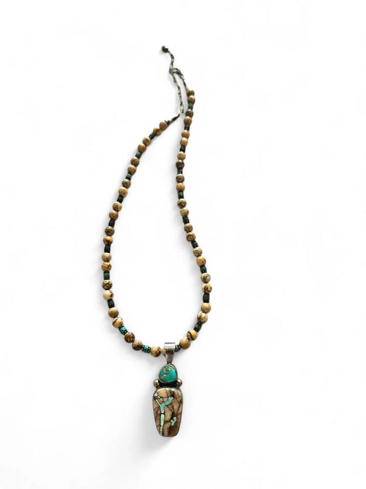 Navajo Sterling Silver Turquoise Inlay Pendant Necklace Home Crush