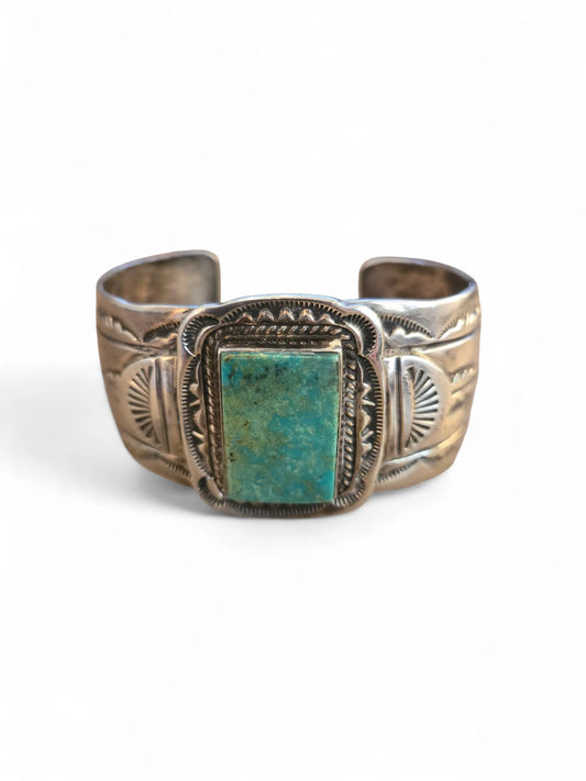 Vintage Navajo Sterling Silver and Turquoise Cuff Bracelet (Old Pawn) Home Crush