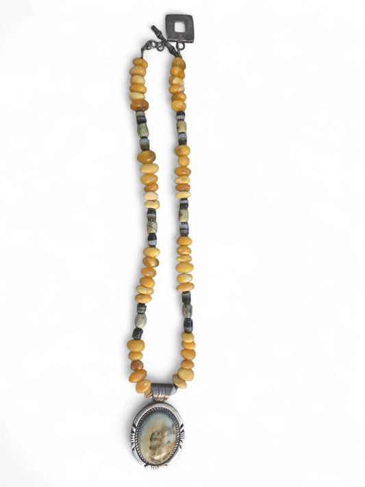 Sterling Silver and Yellow Jasper Pendant Necklace Home Crush