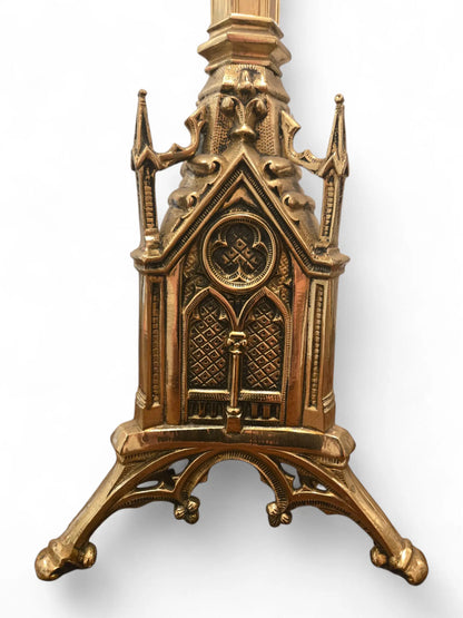 Pair of 19th-Century Gothic Revival Gilt Brass Altar Candlesticks Home Crush