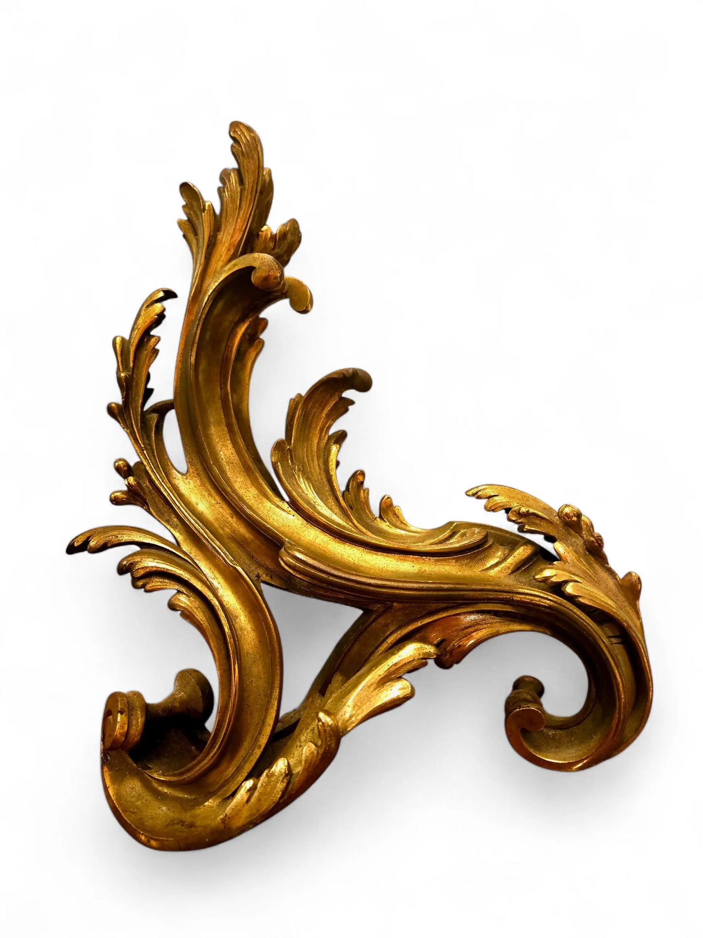 Pair of Antique French Rococo Gilt Bronze Chenets Home Crush