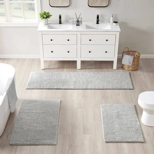 Luxury Feather Touch Reversible Bath Rug, Grey Olliix