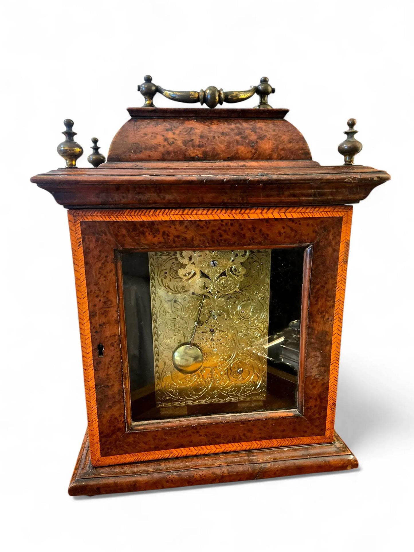 Mechanism clock Antique George II Burr Walnut Bracket Clock Home Crush