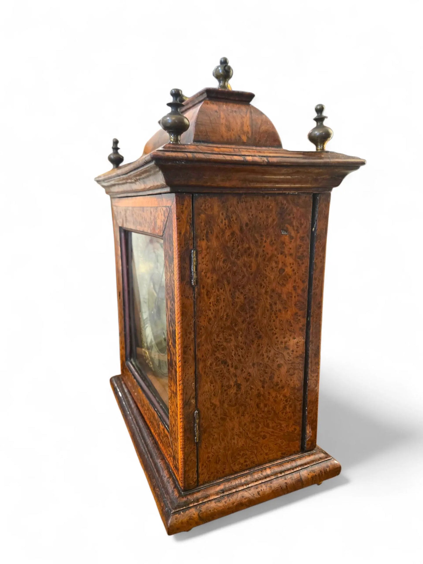 Mechanism clock Antique George II Burr Walnut Bracket Clock Home Crush