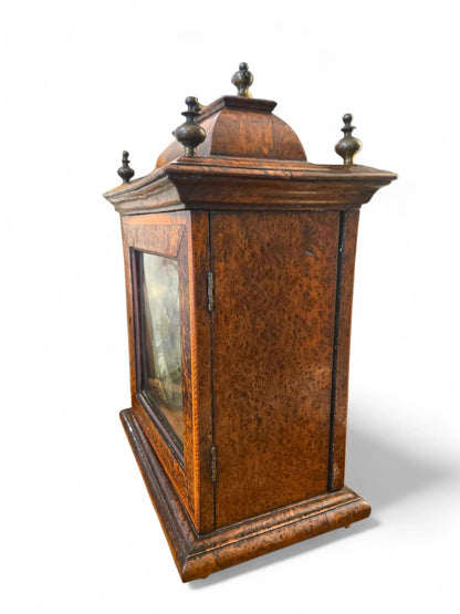 Mechanism clock Antique George II Burr Walnut Bracket Clock Home Crush