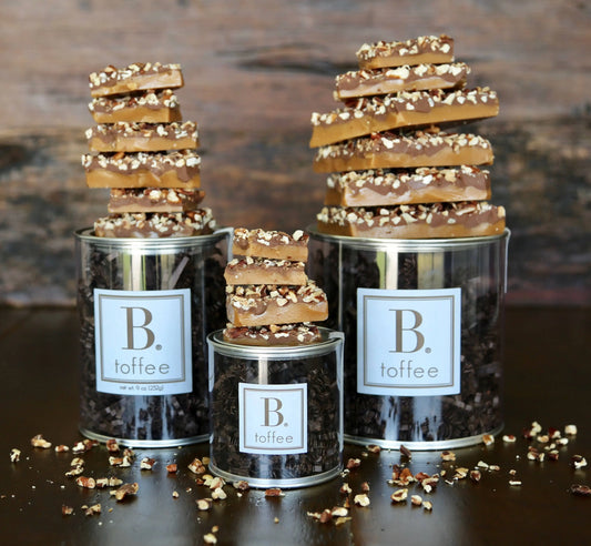 B. Toffee 3oz Signature Toffee Canisters B. Toffee & Treats