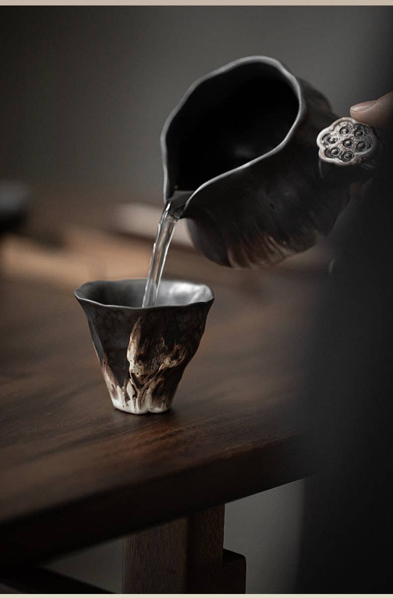 Gohobi Handmade Black Wabi-sabi Tea Cup Gohobi （We cover U.S. import duties）