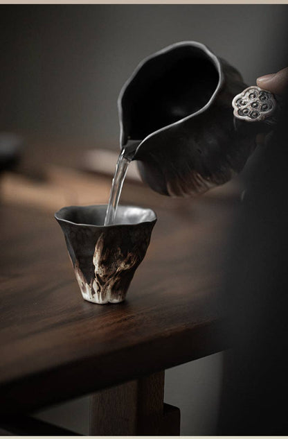 Gohobi Handmade Black Wabi-sabi Tea Cup Gohobi （We cover U.S. import duties）