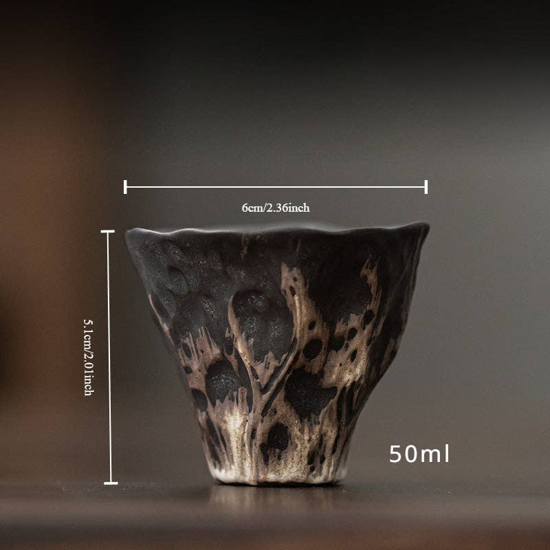 Gohobi Handmade Black Wabi-sabi Tea Cup Gohobi （We cover U.S. import duties）
