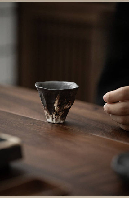 Gohobi Handmade Black Wabi-sabi Tea Cup Gohobi （We cover U.S. import duties）