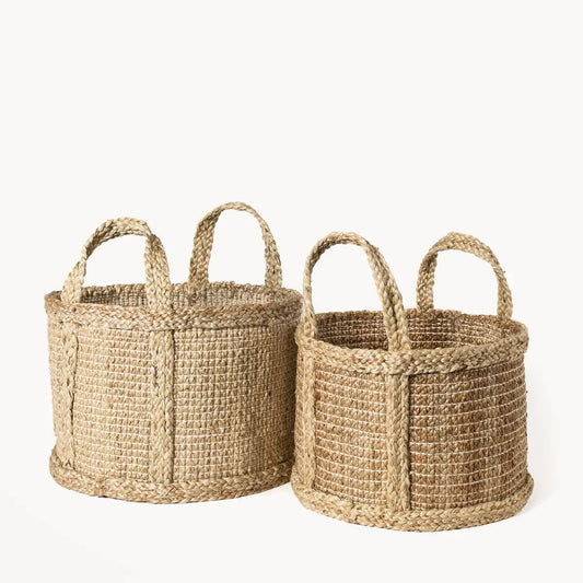 Handwoven Wicker Storage Basket • Bono Basket with Handle KORISSA