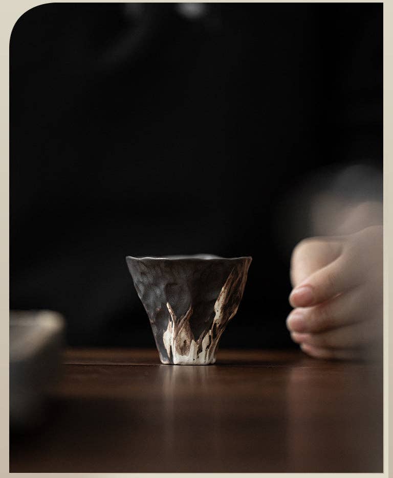 Gohobi Handmade Black Wabi-sabi Tea Cup Gohobi （We cover U.S. import duties）