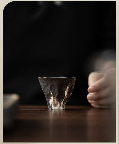 Gohobi Handmade Black Wabi-sabi Tea Cup Gohobi （We cover U.S. import duties）
