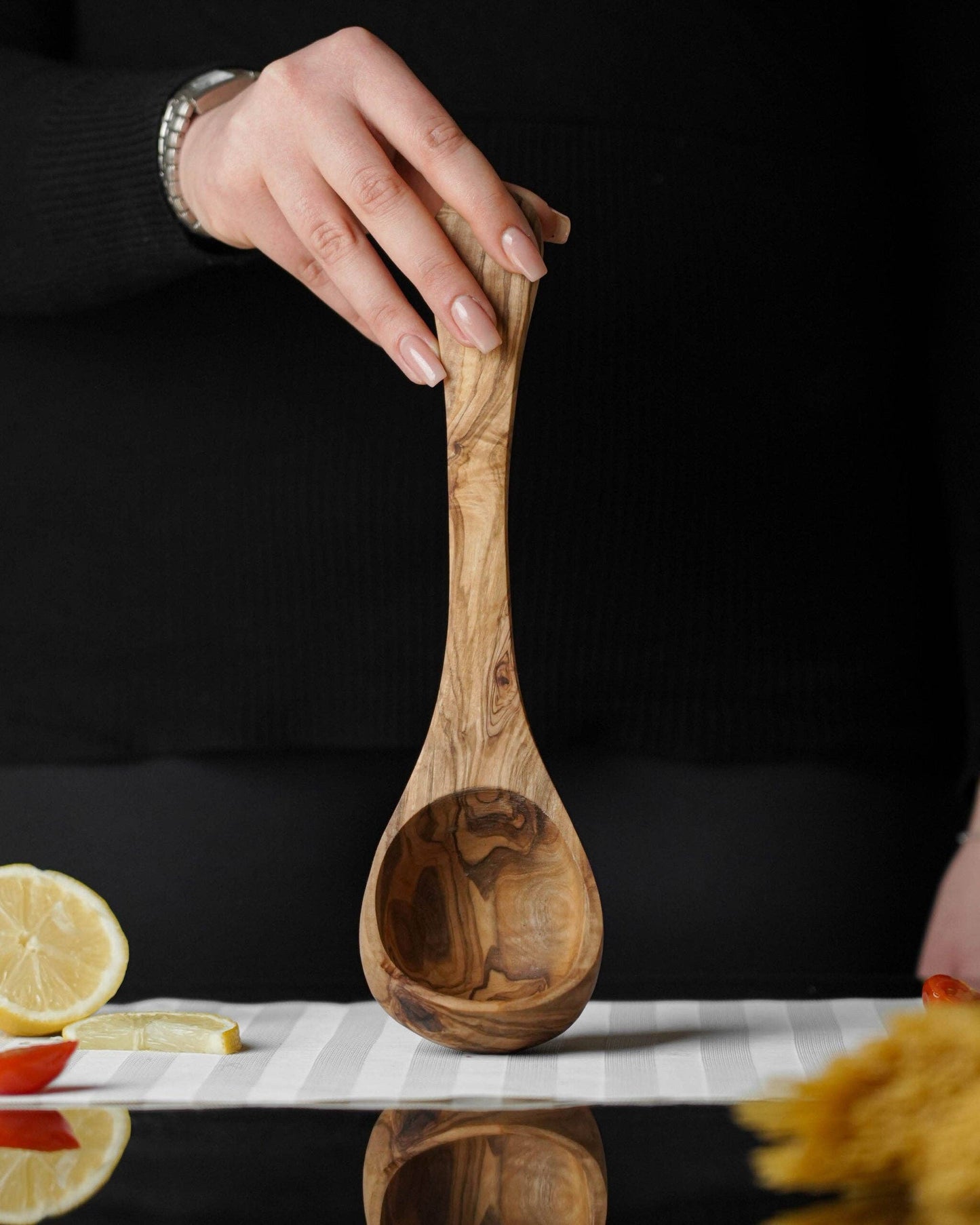 Handcrafted Olive Wood Ladle Dallas olive oil company