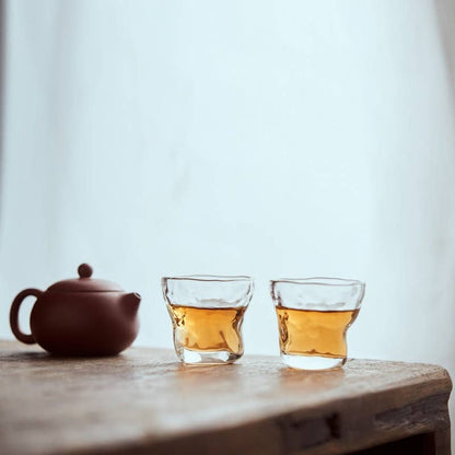 Gohobi Handmade Wabi Sabi Glass Tea Cup Gohobi （We cover U.S. import duties）