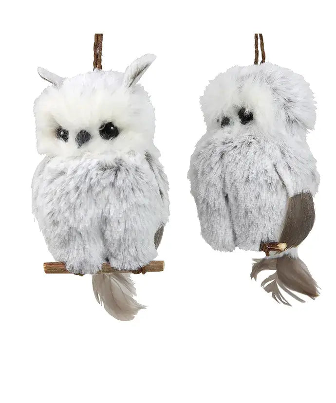 BROWN/WHITE HANGING OWL ORNAMENTS