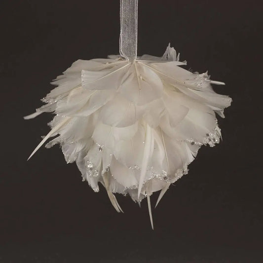 G COQ ORNMNT 4" WHITE TIP W/SILVER GLITTER Zucker Feather Products