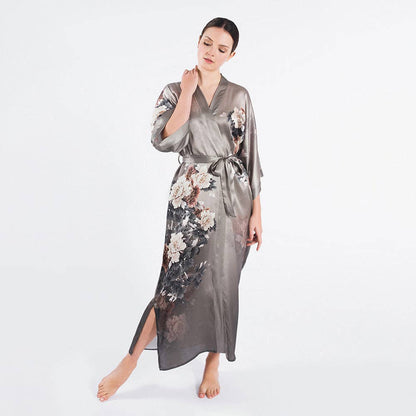 Silk Keina Long Kimono Taupe Robe