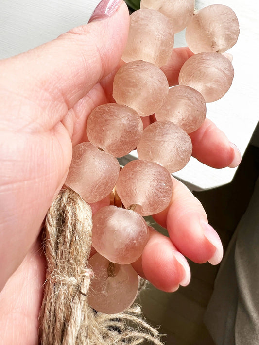 Glass Garland Blush Pink Sea Glass Coastal Home Simply Styled Art