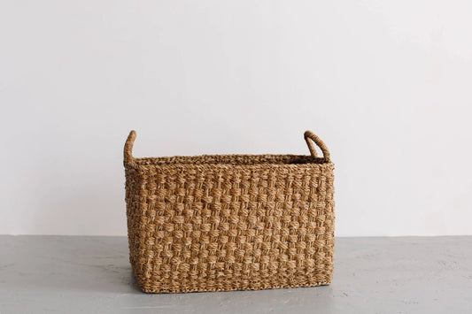 Rectangular Floor Basket with handles, Harvest Chatai weave Will & Atlas