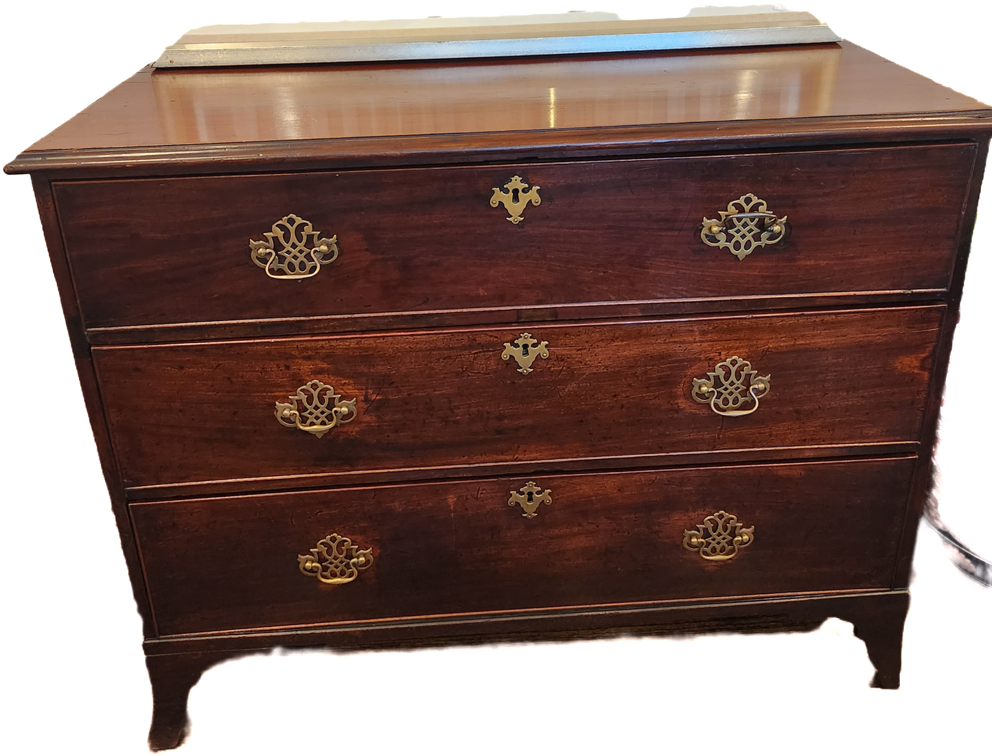 Antique Mahogany Drop Front Secretaire Chest of drawers with brass hardware