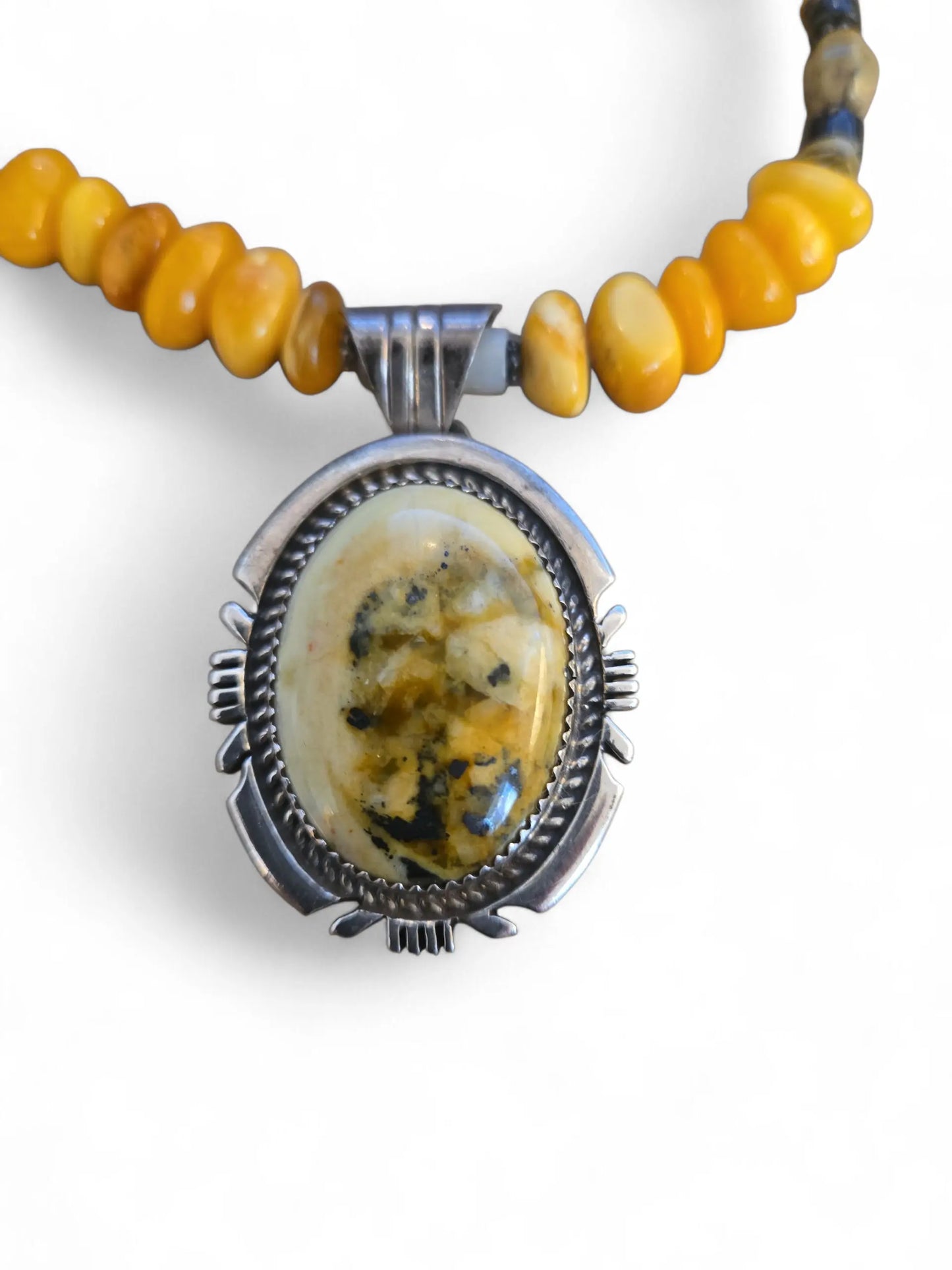 Sterling Silver and Yellow Jasper Pendant Necklace Home Crush